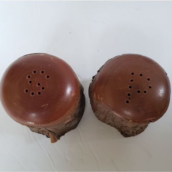 Natural Bark Wood Salt & Pepper Shakers - Picture 4 of 10